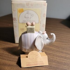 Precious Moments Gray and Pink Elephant Figurine